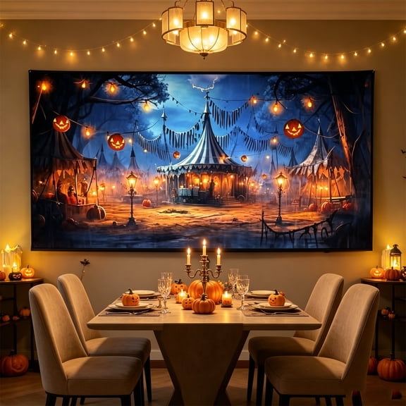Large Halloween Wall Hanging 150x210cm, Spooky Carnival Pumpkin Tapestry for Living Room Fireplace Mantel Party Decor