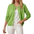 thumbnail image 2 of idosla Women's Cardigan Sweaters Lightweight Crew Neck Button Down Long Sleeve Fall Fashion Outfits 2025 (Green, M), 2 of 9
