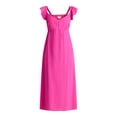 thumbnail image 4 of Time and Tru Women's Cotton Midi Dress with Flutter Sleeves, Sizes XS-XXXL, 4 of 4