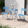 thumbnail image 2 of Decksplore 3-Piece Folding Metal Outdoor Bistro Set, Table and 2 Chairs, Peacock Blue, 2 of 7