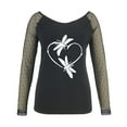 thumbnail image 4 of Women`s Multiple Color Exquisite Smart Young Round Collar Printing Long Sleeve Polyester Top(Gray,3XL), 4 of 5