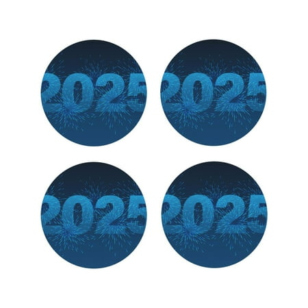 

Tideii Happy New Year 2025 A for Leather Coasters 4 Pieces Anti-fouling and Anti-scalding Decorative Coasters Suitable for Restaurants Kitchens Coffee Shops-Round Shape