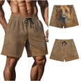thumbnail image 1 of RKSTN Swim Shorts for Mens Cute Dog Print Positioned on Rear Hip Plus Size Color Blocking Elastic Waist Drawstring Casual Versatile Beach Vacation Board Shorts with Pockets, 1 of 9