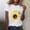 A10 White, variant on Xdegoge Summer Tops for Women Graphic Tee with Bold Sunflower and Butterflies Casual Crewneck Short Sleeve Shirts Unique Floral Tops and Tunics with Black Outline