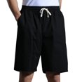 thumbnail image 2 of SDNall Mens Solid Fashion Casual Cotton Drawstring Elastic Waist Half Shorts Pants, 2 of 9