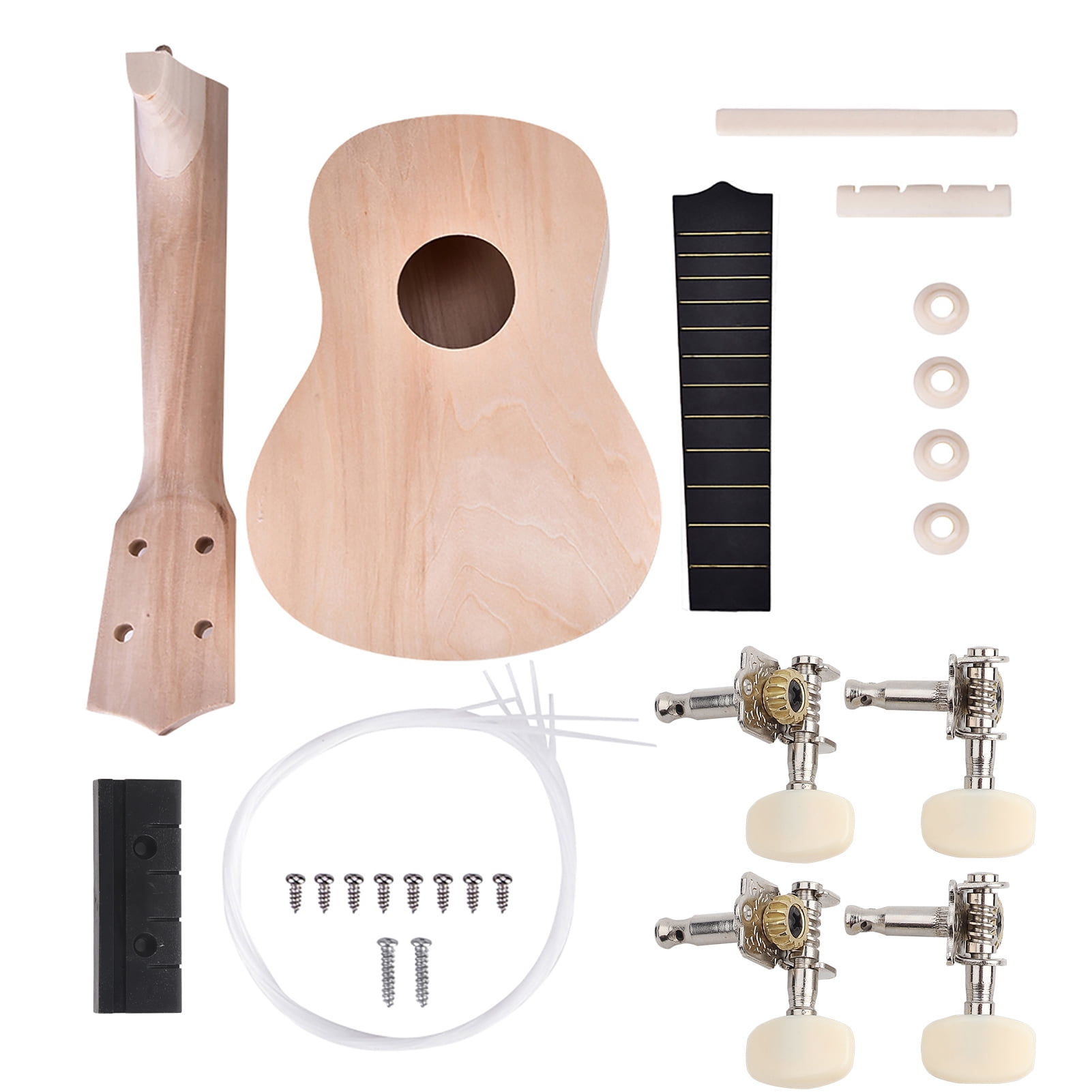 Ukelele DIY Kit, 21inch Wearable Lightweight DIY Ukelele Basswood For