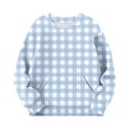 thumbnail image 5 of Trupants Gingham Big Girls 11T Blue Sweatshirt - Soft Stretchy Pullover with Kangaroo Pocket, Wrinkle-Resistant for School & Play, 5 of 6