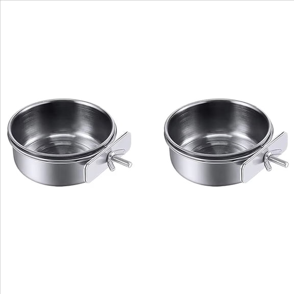 Stainless Steel Bird Feeding Water Bowls, Parrot Parakeet Cage Accessories, Small Size 10*4.5Cm With Clamp Holder And Spoon