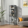 thumbnail image 3 of Benoît 62.99-inch Black One Door Metal Storage Cabinet with Fluted Clear Door, 3 of 8
