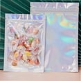 thumbnail image 2 of 50 PCS Mylar Bags, 6x10cm Resealable Foil Ziplock Bags Holographic Bags Star Smell Proof Baggies Sample Bags for Spice, Sweets Packaging, Party Favours Food Storage (8x13cm-Holographic), 2 of 3