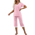 thumbnail image 2 of MINTREUS Women's Pajama Sets Short Sleeve Shirt and Capri Soft Pajama Sets with Pockets M-4XL, 2 of 6