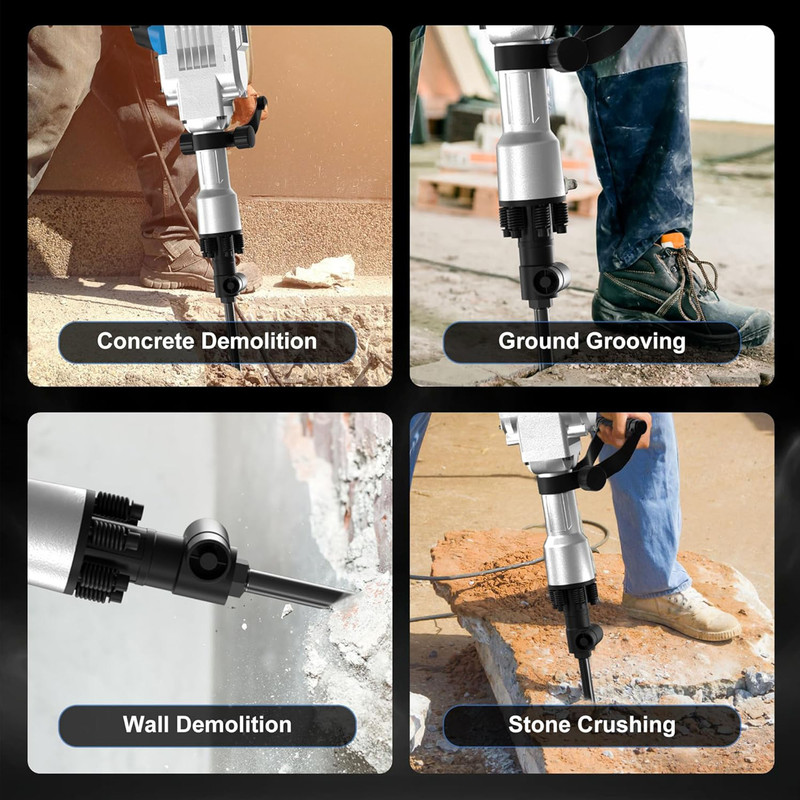 AZZUNO 3600W Demolition Jack Hammer Heavy Duty, Corded Electric Concrete Breaker Jack hammer with 2pcs Chisel Bit Chipping & Case