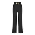 thumbnail image 6 of Women's Casual Business Pants High Waist Wide Leg Solid Color Deco Metal Chain Comfy Lightweight Suit Pants, 6 of 6