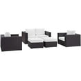 thumbnail image 2 of Modway Convene 5-Piece Aluminum and Rattan Patio Sofa Set in Espresso/White, 2 of 7