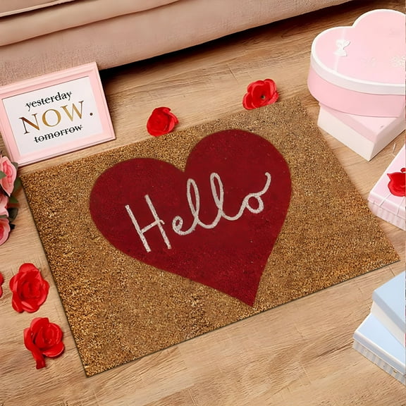 DERONA Valentine Door Mat Valentines Day Rug Valentine Kitchen Rugs Outdoor Mat