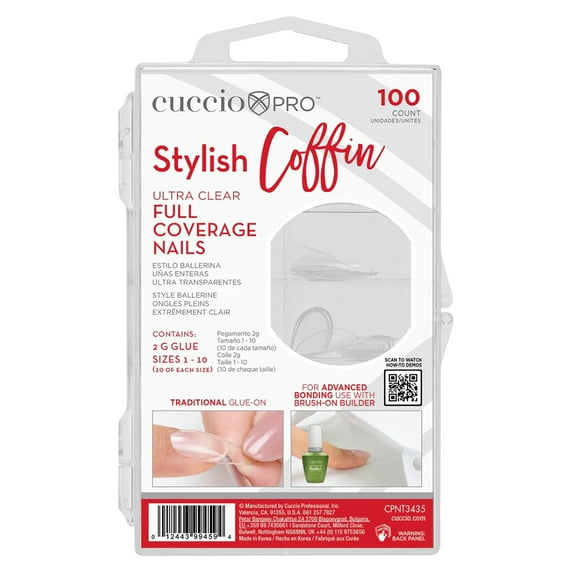 Cuccio Cuccio Pro - Full Coverage Nail Tips - Stylish Coffin  100ct