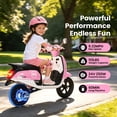 thumbnail image 3 of Track Seven 24V Kids Electric Motorcycle, 250W Brushless Motor Ride-on Scooter Moped for Boys Girls Ages 8+, 12" Pneumatic Tires, Bluetooth, Max 10 Mph, Bonus Storage Cover, Pink, 3 of 10