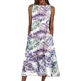 thumbnail image 1 of Grianlook Ladies Summer Beach Sundress Floral Print Tank Dresses Crew Neck Midi Dress Women Sexy Loose Sleeveless White 4XL, 1 of 2