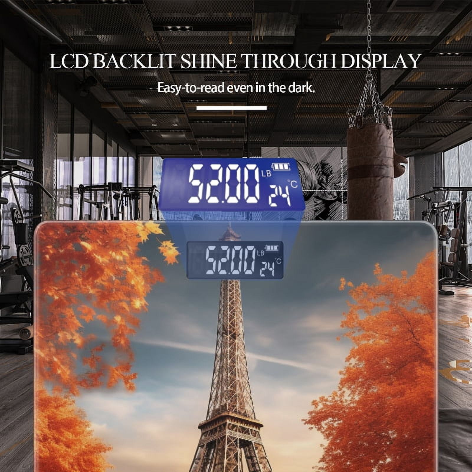 Bathroom Scale, Highly Accurate Digital Body Scale,Precisely Measures Weight up to 400 lbs-Eiffel Tower Surrounded By Autumn Trees