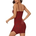 thumbnail image 5 of ZAXARRA Women?s Fashion Plaid Backless Tight Suspender Split Short Dress, 5 of 5