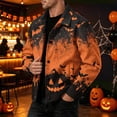 thumbnail image 3 of Havenx Halloween Print Corduroy Jacket for Men Long Sleeve Button Down Jackets with Pockets Lapel Collar Coats Work Fall Winter Vintage Casual Loose Fit Clothes,Black L, 3 of 6