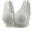 thumbnail image 2 of HVOBTTY Womens Front Closure Bra, Bras for Women, Woman's Solid Color Front Buckle Elastic Style Medium Sized Bra without Steel Rim Silver, XXL, 2 of 3