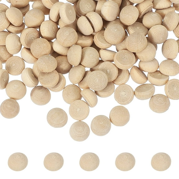 Uxcell 200 Pcs Half Wooden Beads, 0.2 Inch(6mm) Unfinished Natural Split Wood Balls, Wooden Half Sphere for Paint DIY Crafts Art Projects Party Decoration, Wood Color