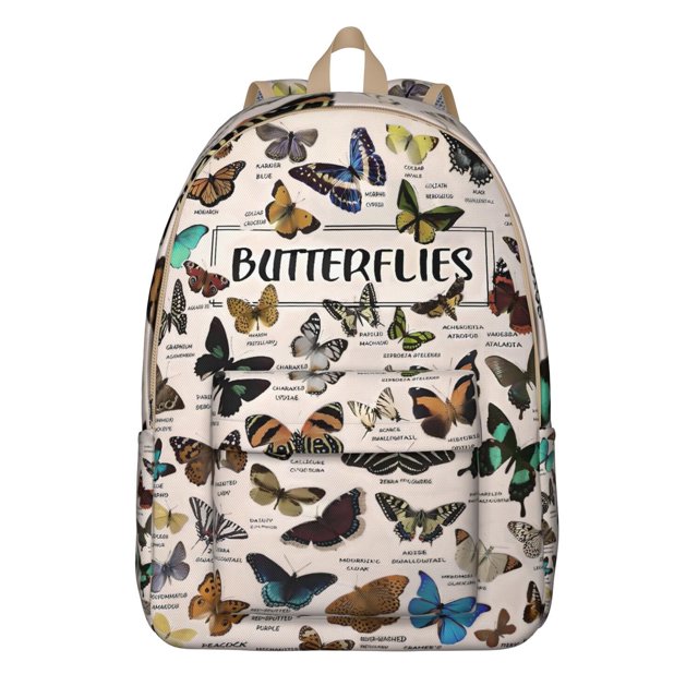 Aesthetic Butterfly and Flowers Pattern Vintage Backpack – Durable Oxford Material Travel Backpack with Large Capacity and Anti-theft Multifunctional Features for Students, Travelers, and Women
