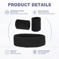 thumbnail image 3 of Uxcell Sweat Band Set Sports Terry Cloth Headband Wristband Moisture Wicking Head Band for Workout Black, 3 of 7