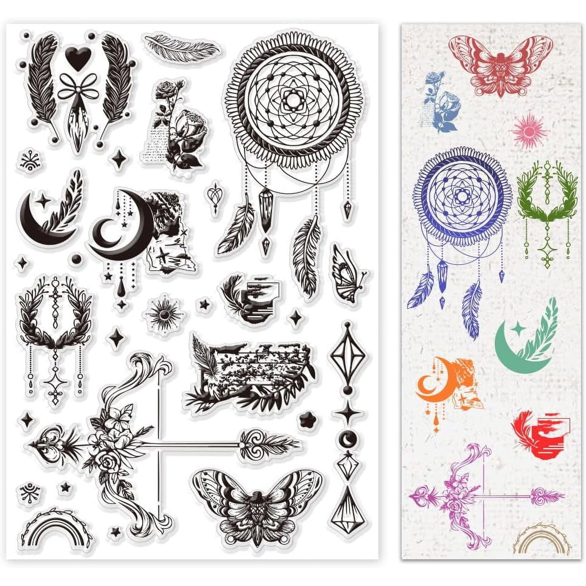 1 pc Boho Style Feather Plastic Clear Stamps for DIY Scrapbooking Photo Album Decorative Cards Making Mixed Shapes 297x210mm for Craft Accessories