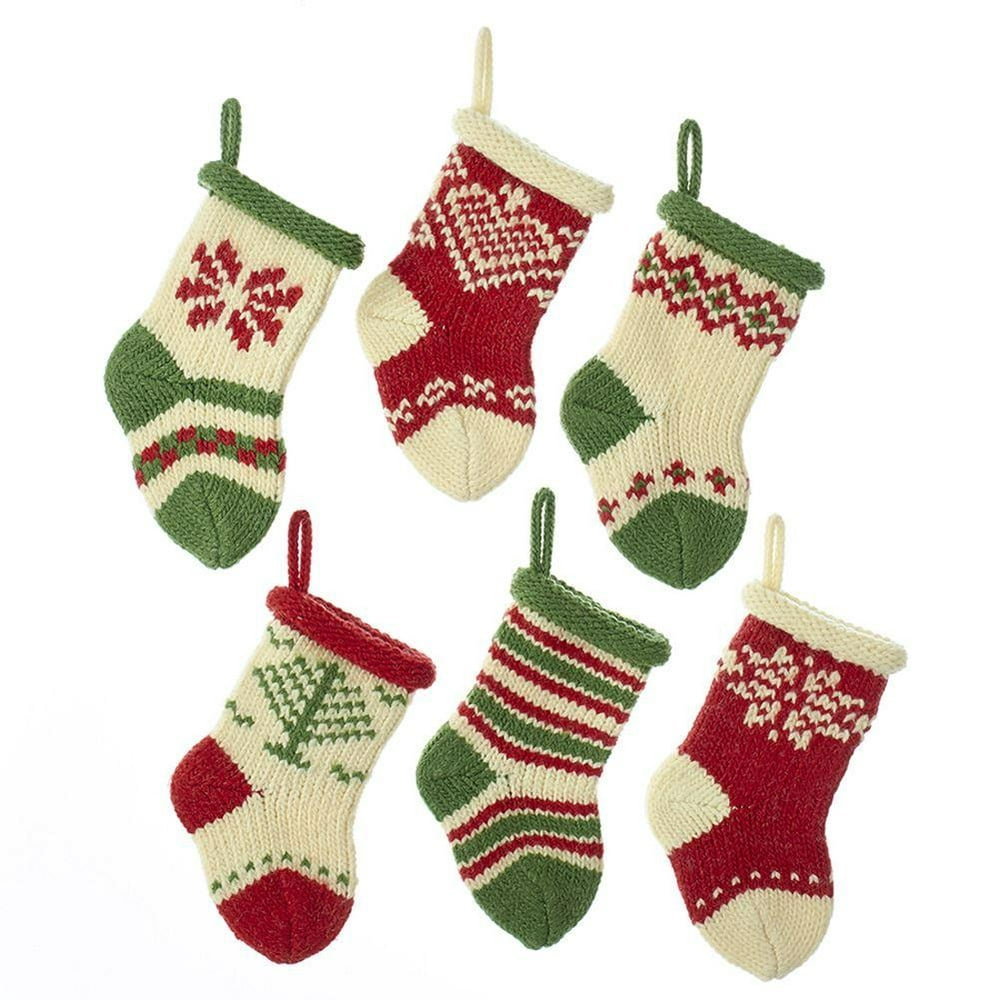 Knitted Polyester Mini Christmas Stockings, 5-1/2-Inch, 6-Piece ...