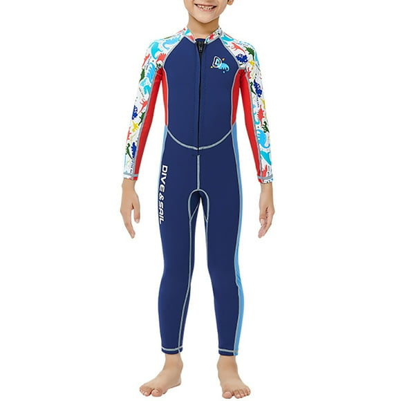 Naiovety Trajes de neopreno de 2,5 MM, traje de buceo térmico de dibujos animados, traje de neopreno para niños de secado rápido, conjunto de Deportes acuáticos azul marino XXL Naiovety OD003648-05