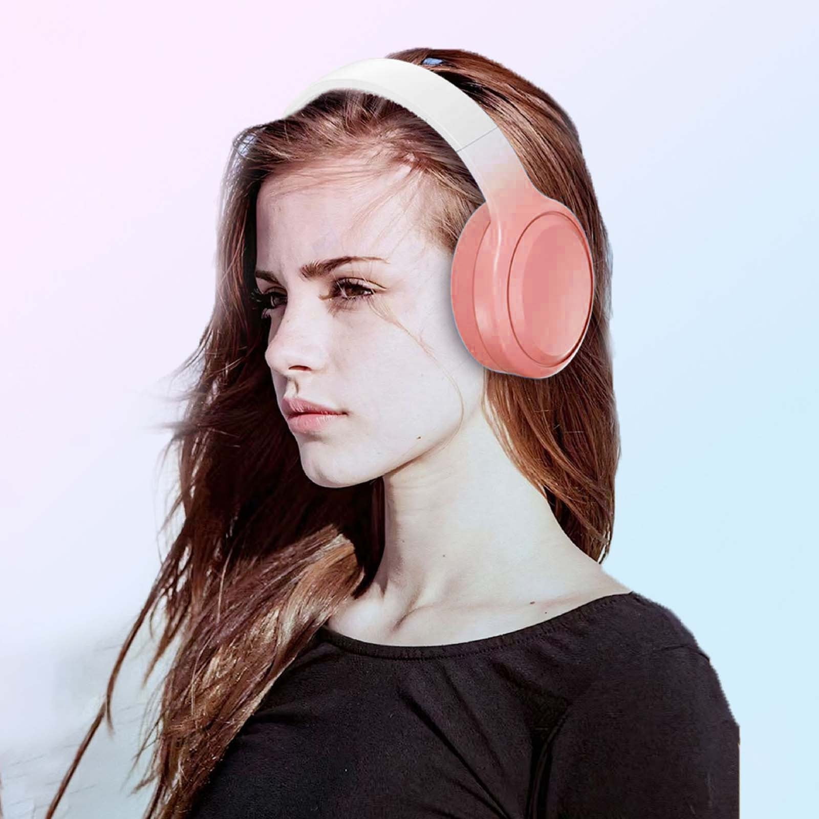Bluetooth Headphones Over Ear, 80H Playtime Headphones Wireless with Mic, Bluetooth Headphones with 3 EQ Modes, HiFi Stereo Foldable Wireless Headphones for Phone PC Travel Workout,Pink