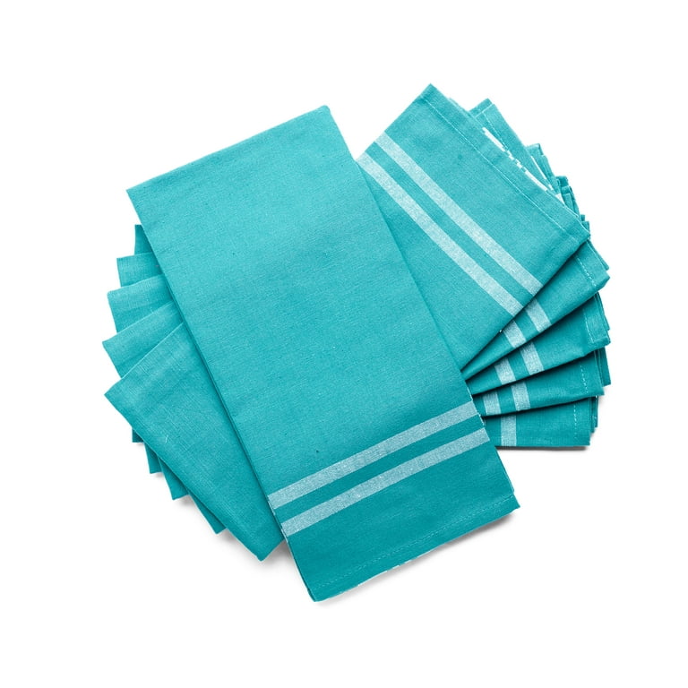 All Cotton and Linen Kitchen Towels, Cotton Dish Towels, Striped Dish Towels,  Teal Kitchen Towels and Dishcloths Sets, Farmhouse Hand Towels Set of 6  18x28 (Teal) 