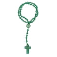 thumbnail image 2 of Rosario de cuentas verdes, collar de cuentas brillantes de rosario católico, collar de cuentas de rosario elaborado por expertos, 2 of 12