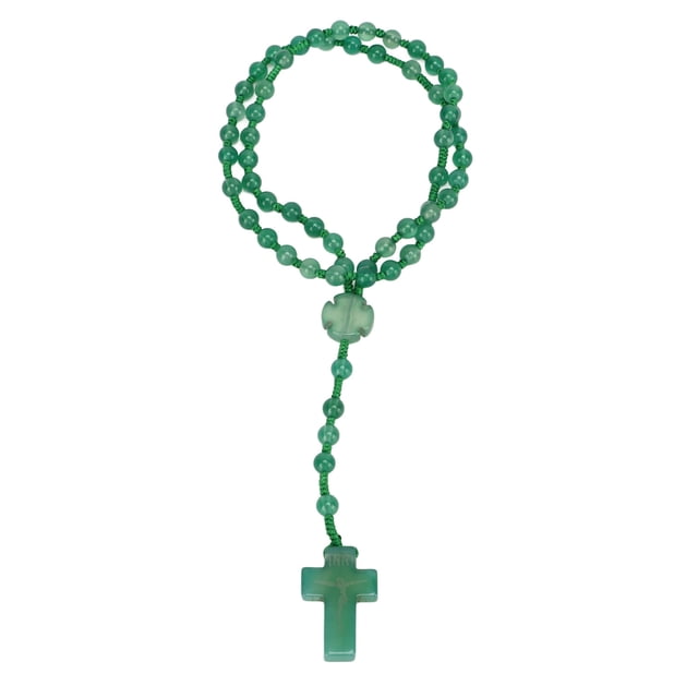 Rosario verde Cuentas de rosario católico Brillo Ágata sosteniendo Rosario Collar de rosario Tecnología de vanguardia Jadeshay A