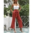 thumbnail image 3 of Eashery Capri Pants for Women Dressy Casual High Waisted Comfortable Straight Calf-Length Pants Workout Pants Women (Solid Color,Red,L), 3 of 5