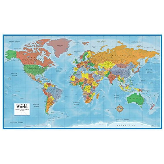24x36 World Classic Premier 3D Wall Map Poster Paper