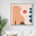thumbnail image 2 of PixonSign Framed Canvas Print Wall Art Geometric Mid-Century Orange and Blue Shapes Abstract Circle Illustrations Modern Art Relax/Calm Warm for Living Room, Bedroom, Office - 24"x24" White, 2 of 5