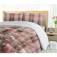 thumbnail image 3 of Ambesonne Pink Duvet Cover Set, Thistles and Flowers on Plaid, King, Rose Reseda Green Cocoa, 3 of 4