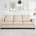 thumbnail image 2 of BouPower 89-Inch Modern 3-Seater Sofa Couch with Cup Holders and Side Storage Pockets, Comfy Couches with Deep Seat for Living Room Apartment Lounge, Beige, 2 of 8