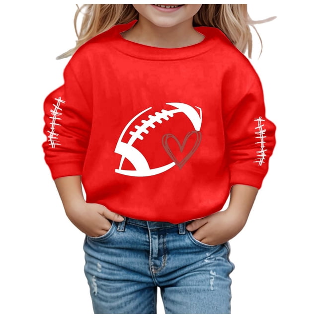 MEZZALL Sweat à Capuche pour Filles Manches Longues Chandail en Molleton Graphique Mignon à Lettres pour Enfants, Rouge, 3-4 Ans