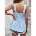 thumbnail image 5 of Womens Tank Tops Fashion Summer Smocked Blouses Square Neck Sleeveless Shirts Babydoll Shirt Blue XL, 5 of 7