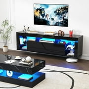 ChVans Floating TV Stand for TV's up to 75, Wall Mounted Floating Entertainment Center with LED Lights, Modern Wood TV Cabinet for Living Room, Bedroom,Black