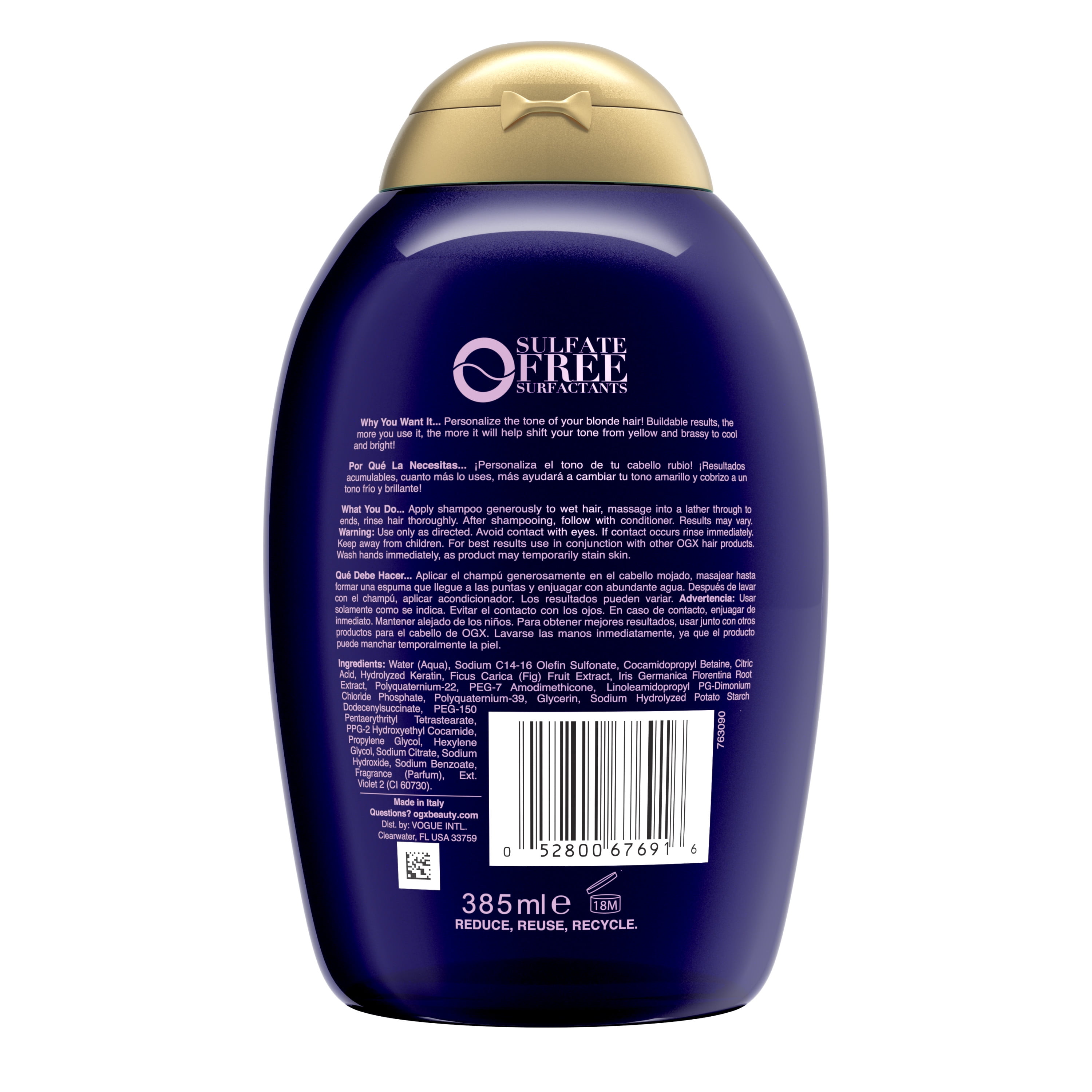 OGX Impecca Blonde Purple Toning Shampoo 13 fl oz Walmart