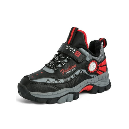 

Harsuny Girls Camping Comfort Hiking Shoes Breathable Slip Resistant Sports Casual Outdoor Sneaker Black Red 39