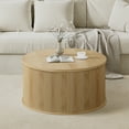 thumbnail image 3 of Wirrytor Round Lift Top Coffee Table with Storage and Flip Top, Fluted Center Table for Living Room, Wood Coffee Table with Hidden Compartment, Round Arc Design, Oak, 3 of 9