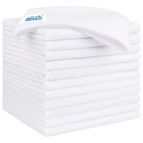 Paño de limpieza de microfibra HOMEXCEL, 12 unidades, 32 x 32 cm, color blanco