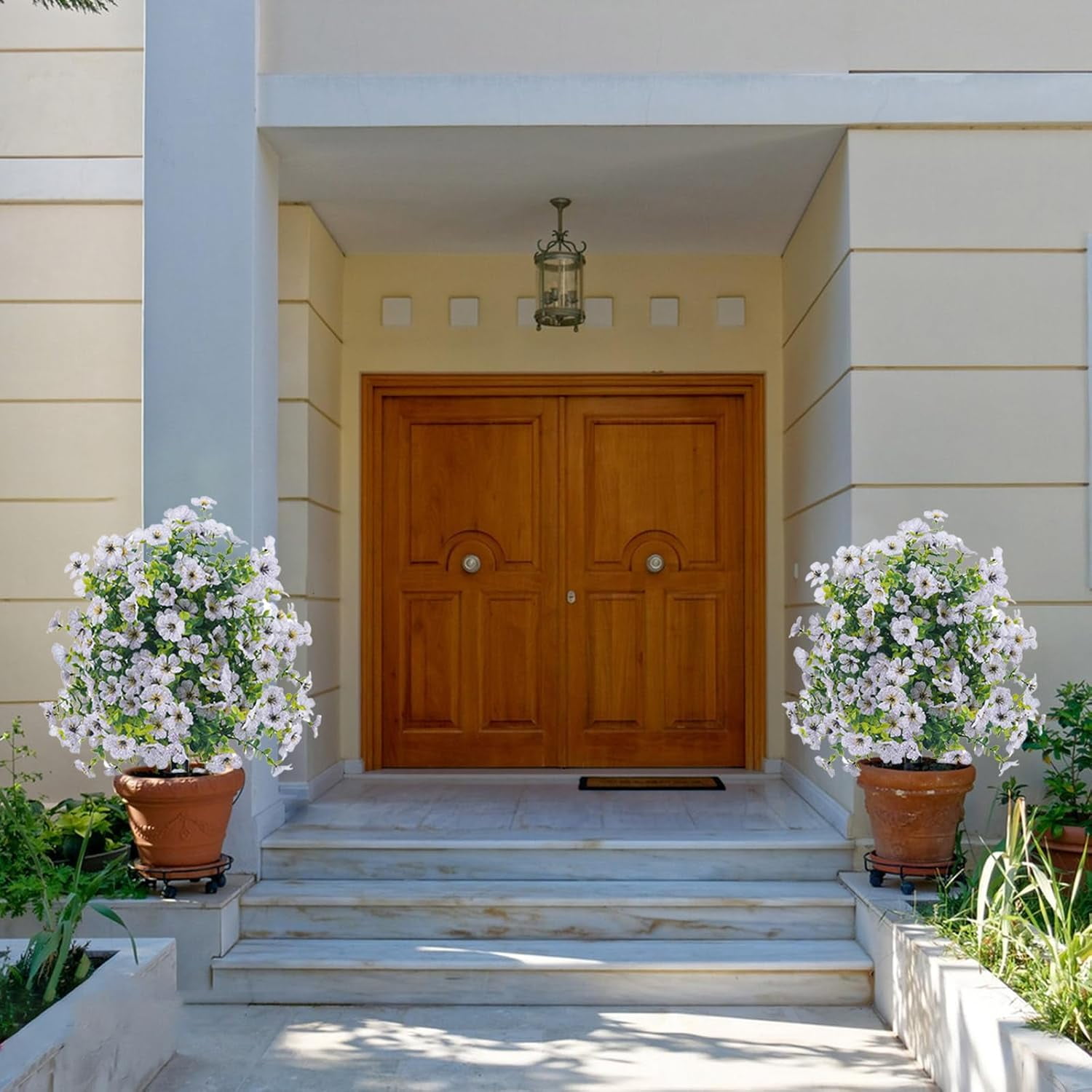 23in Artificial Violet Ball Topiary Trees with Ground Spikes, 1 Pack Fake Artificial Bushes Plants,Faux Artificial Shrubs Tree for Indoor Outdoor Front Porch Decor (MC)