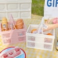 thumbnail image 6 of 2-Pack(9.25"x6.1"x6.7") Storage Crates Plastic Baskets With Handle For Desktop Shelf Drawer, Stackable Folding Containers Baskets for Kitchen Classroom Bedroom Bathroom Office(Orange Pink), 6 of 6
